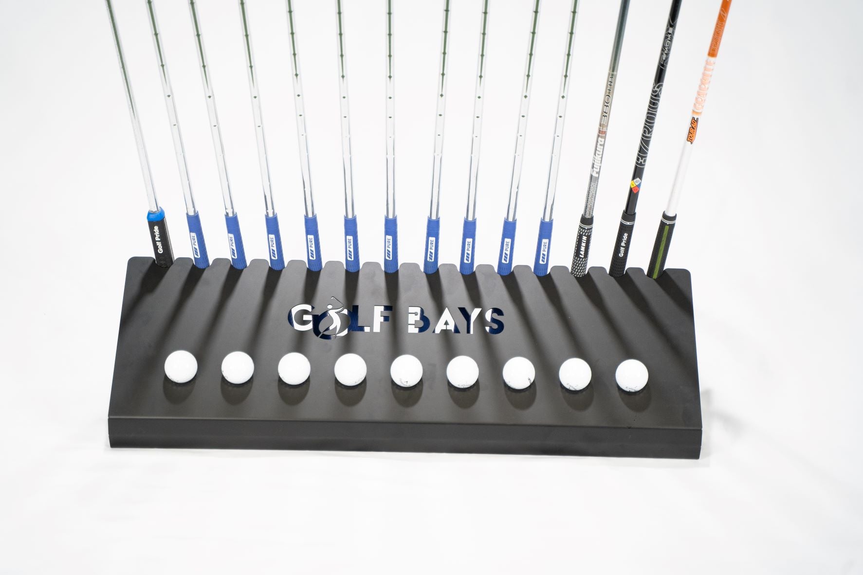 GolfBays Schläger-Präsentationsständer, für 14 Schläger und 9 Golfbälle, Indoor-Golf-Aufbewahrungs-Organizer